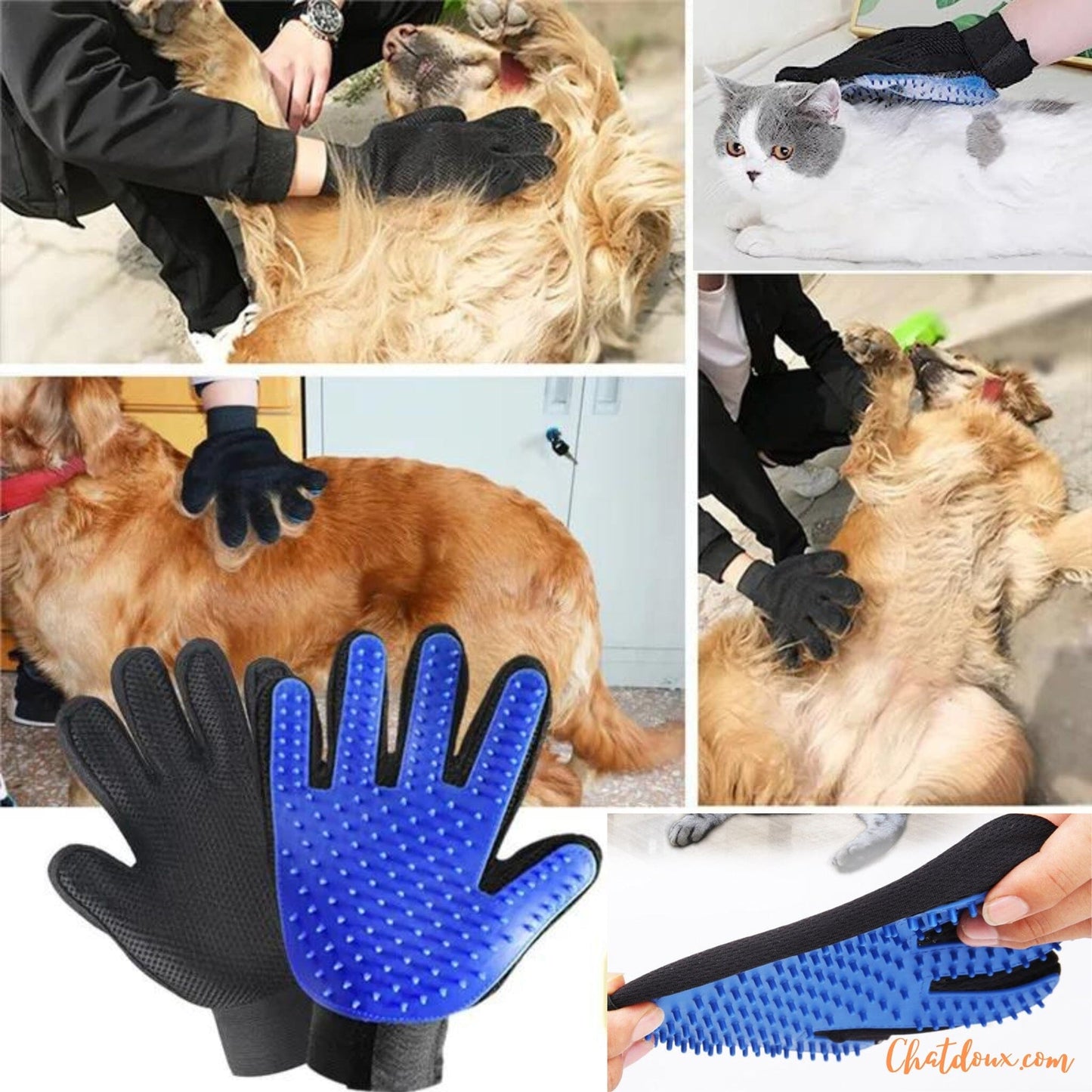 toilettage chat | Gant de toilettage pour chats | Brosse Ă dĂ©mĂȘler les poils de chat | NomProdâą chat doux