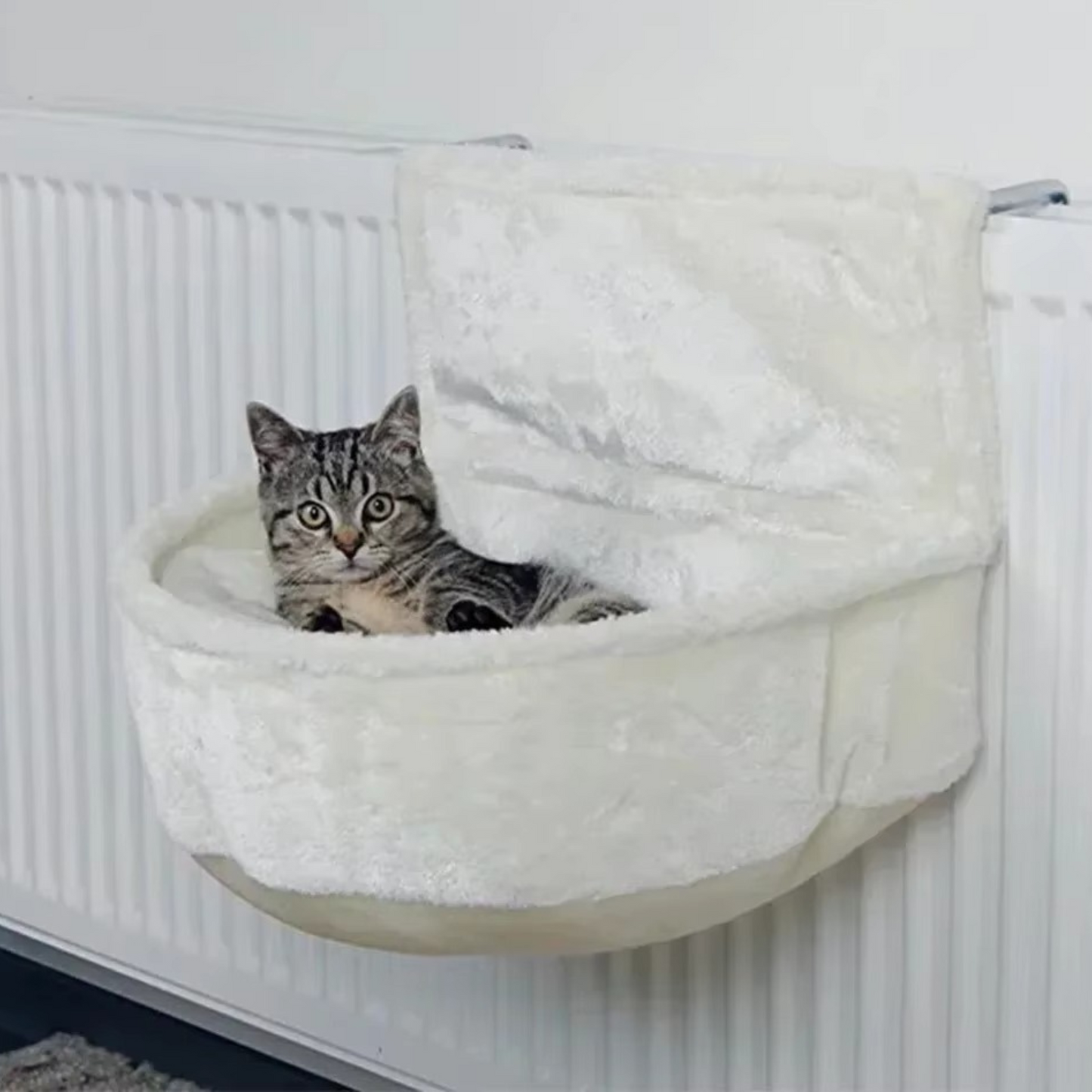 Hamac Chat pour Radiateur – Forme Circulaire Blanc | HamCira™ chat doux