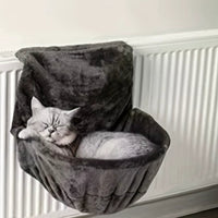 Hamac Chat pour Radiateur – Forme Circulaire Gris| GriHam™ chat doux