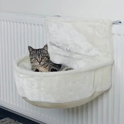 Hamac Chat pour Radiateur – Forme Circulaire Blanc | HamCira™ chat doux